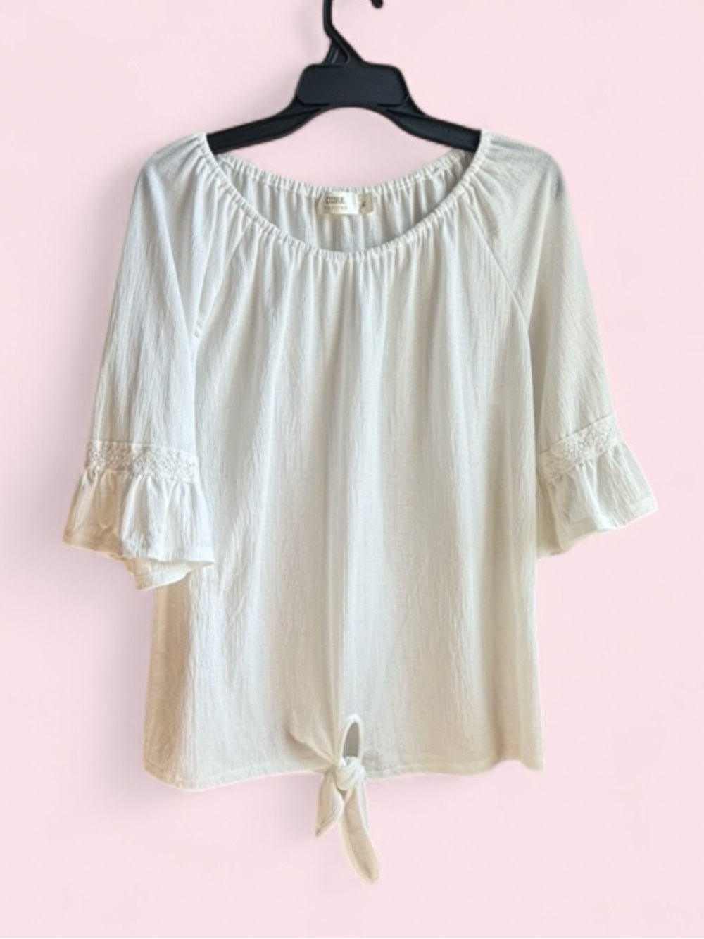 White Tie-Hem Peasant Blouse - Women